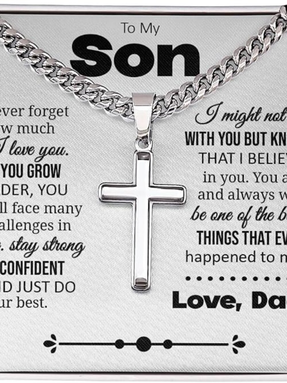 To My Son Gift, Cuban Chain with Cross Necklace